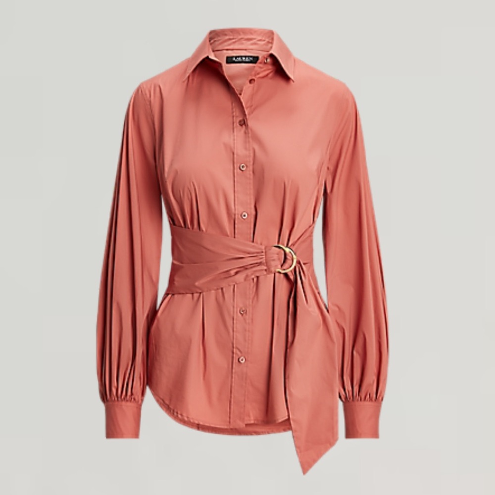 Polo Ralph Lauren cotton blend Coral Belted Blouse
